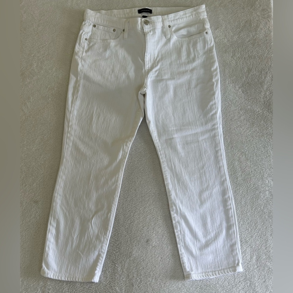 J. Crew Jeans Women's 31P Petites White Denim Slim Broken In Boyfriend High Rise